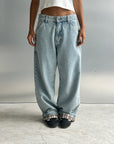 Plaid Hems Jeans