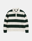 Striped Knit Polo | Dark Green
