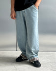 Plaid Hems Jeans
