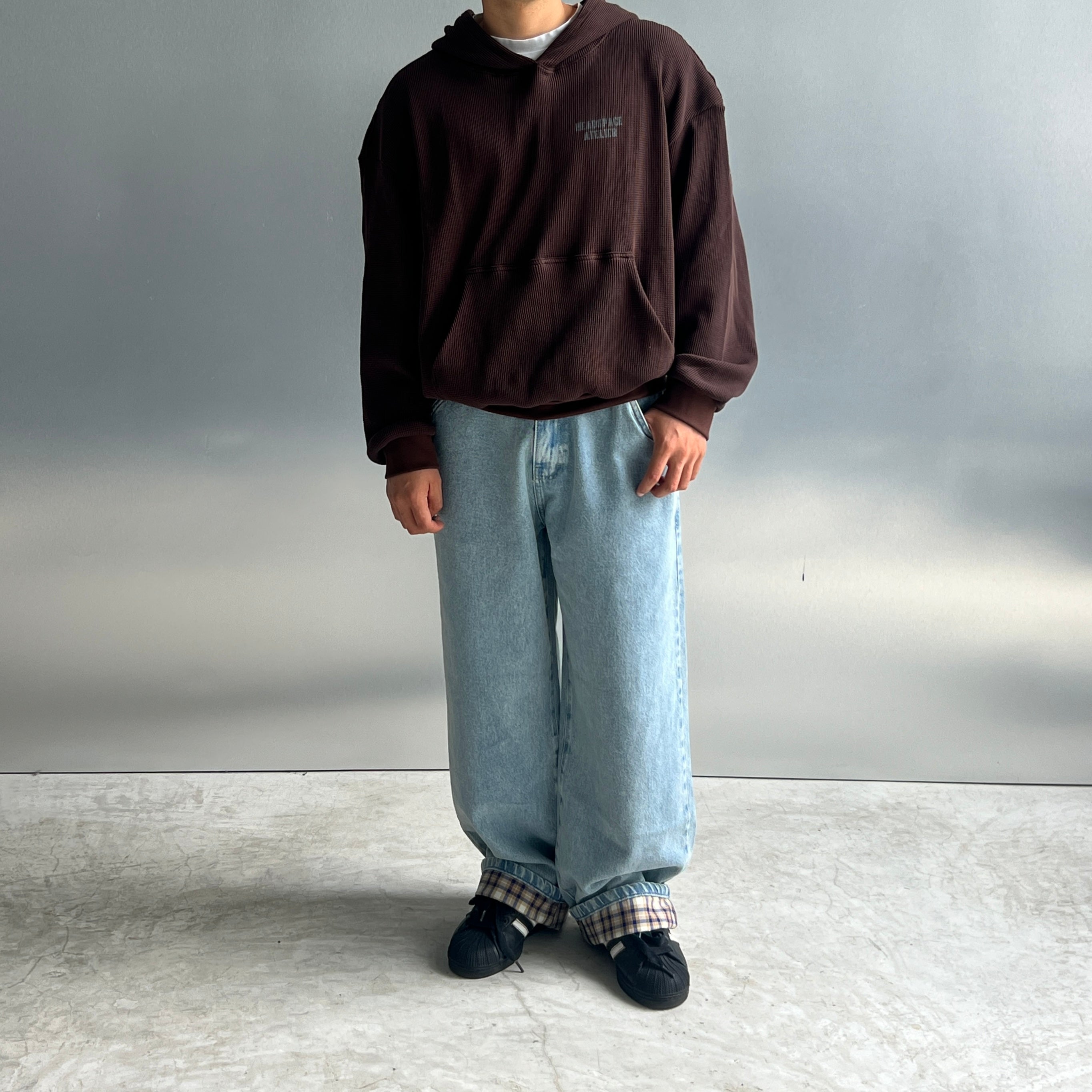 Plaid Hems Jeans