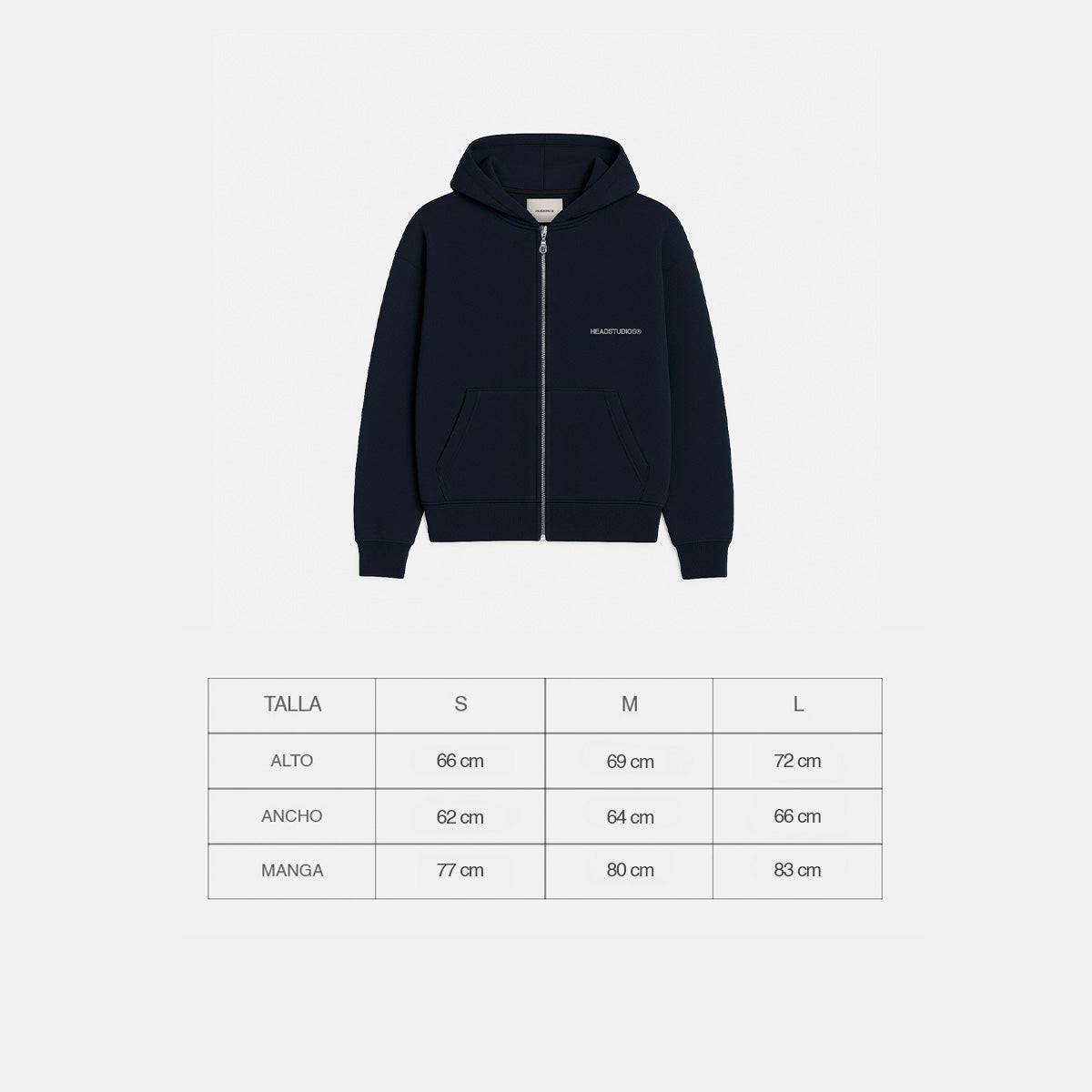 Navy Blue Zip Hoodie - Created
