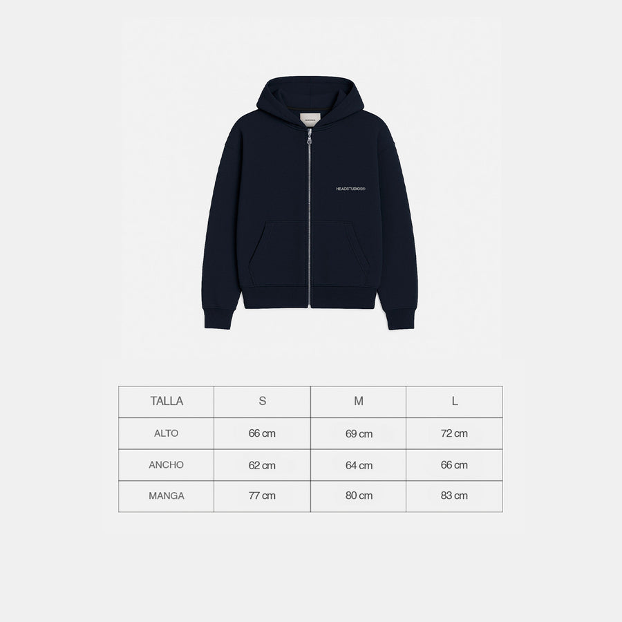 Navy Blue Zip Hoodie - Created