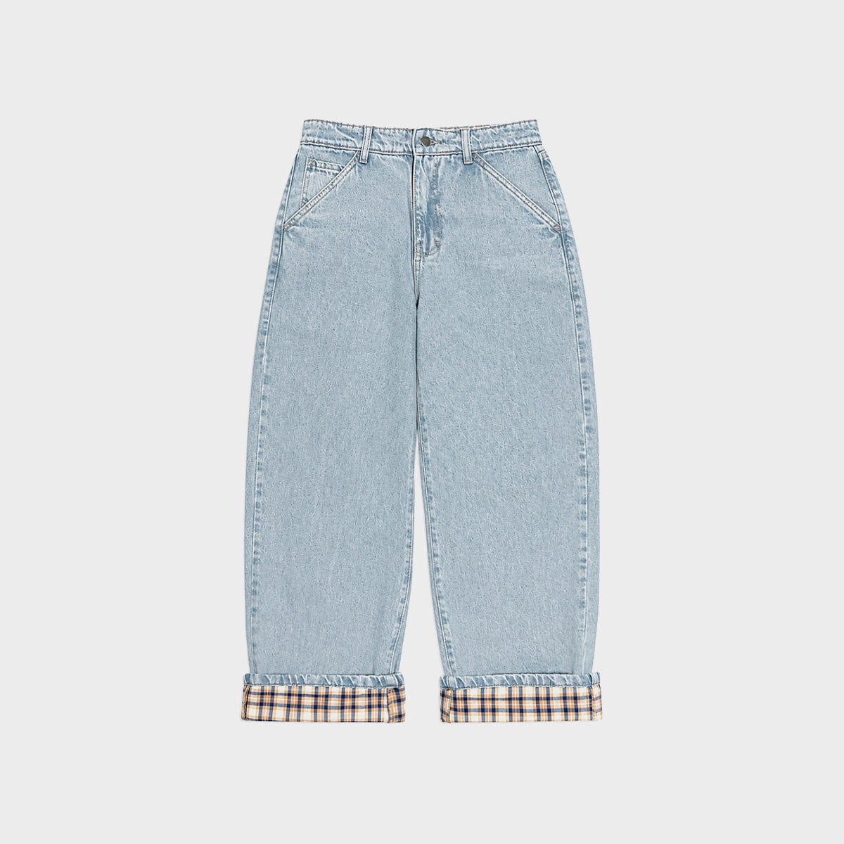 Plaid Hems Jeans