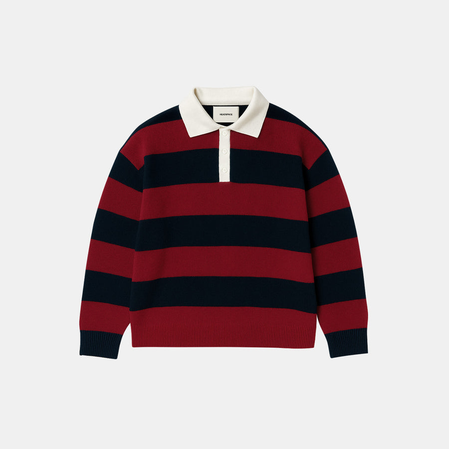 Striped Knit Polo | Red