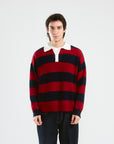 Striped Knit Polo | Red