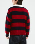 Striped Knit Polo | Red