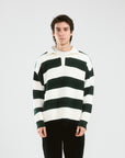 Striped Knit Polo | Dark Green