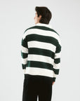 Striped Knit Polo | Dark Green