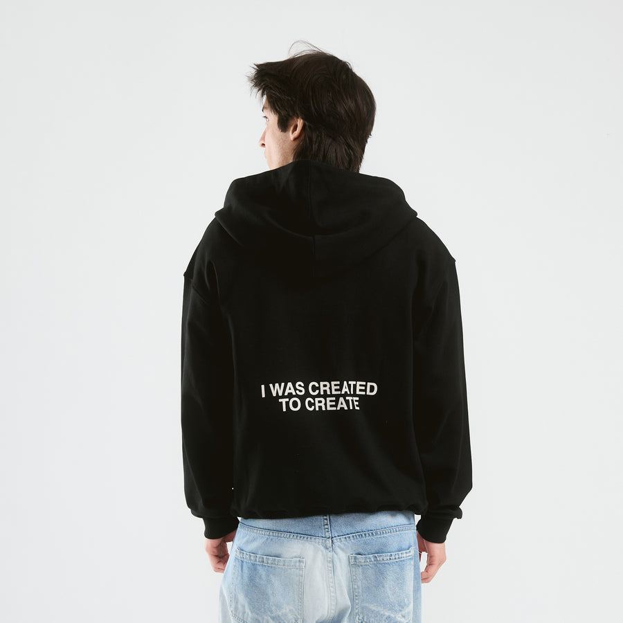 Black Zip Hoodie - Created