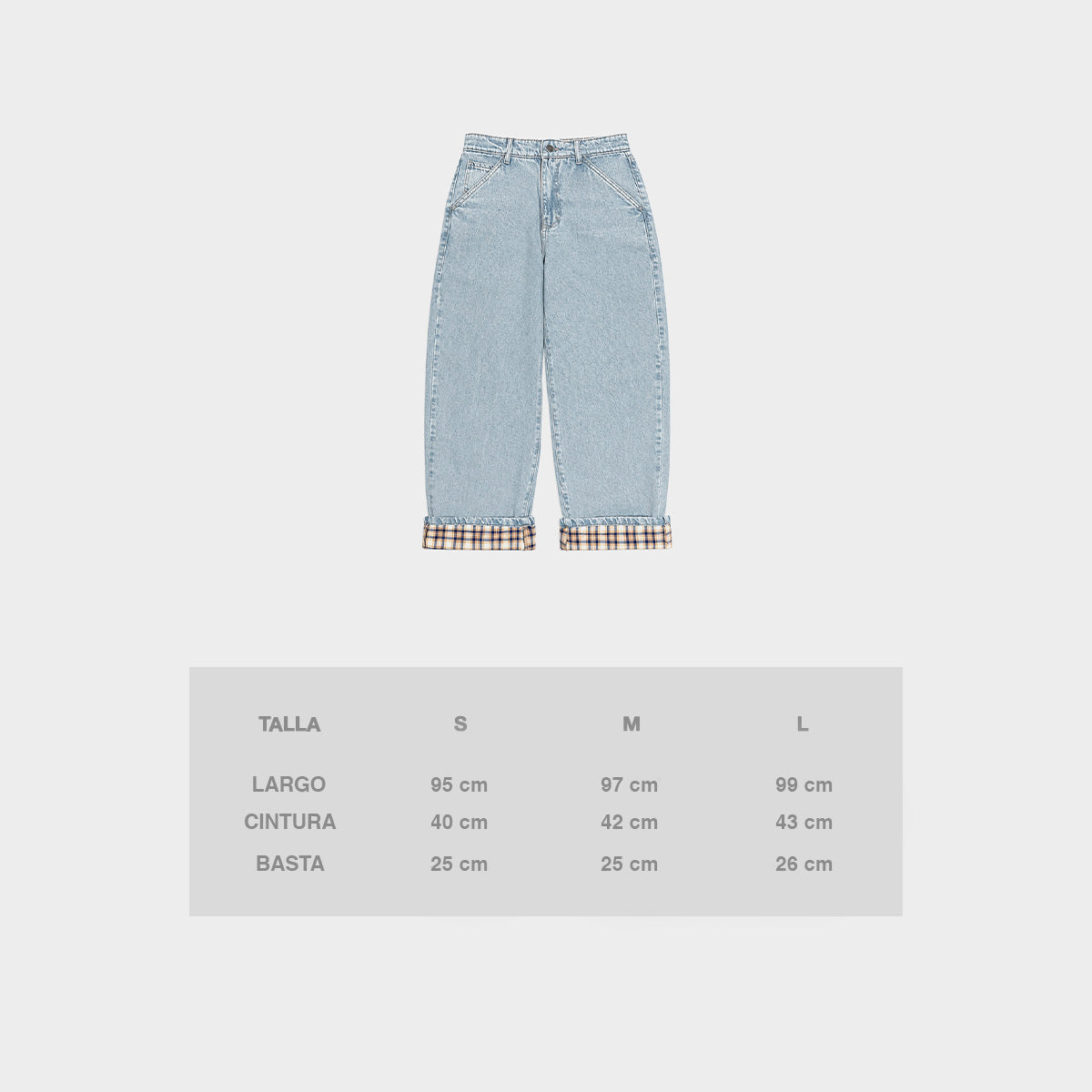 Plaid Hems Jeans